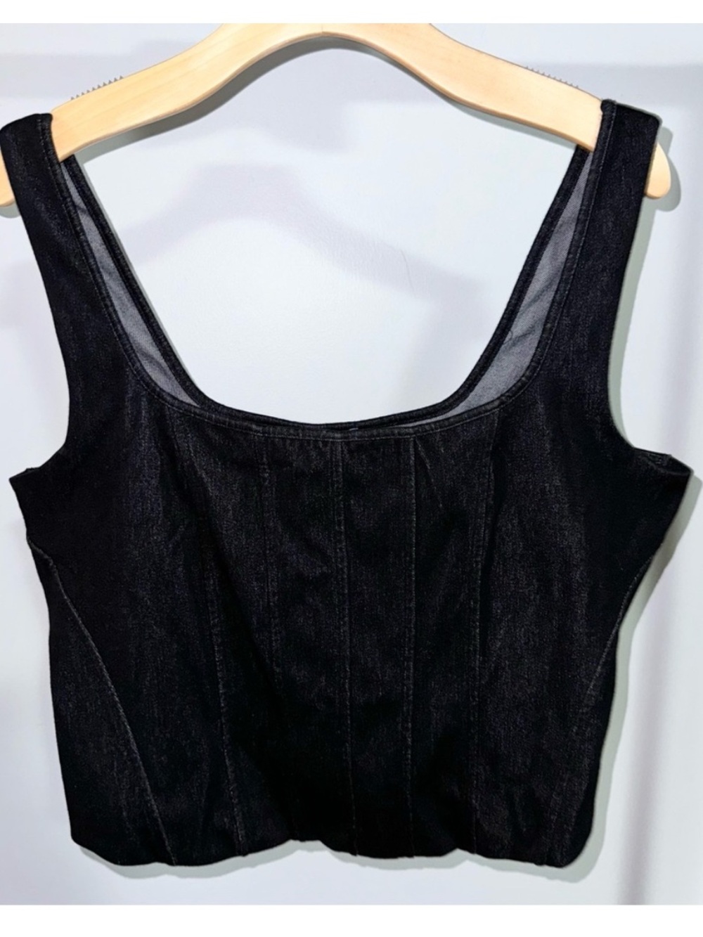 Express Black Denim Body Contour Square Neck Corset Top Size XL NWT! - Picture 4 of 8